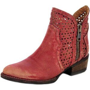 Circle G Red Cut Out Ankle Distressed Boot Western Coastal Cowgirl Bootie 10 Boh